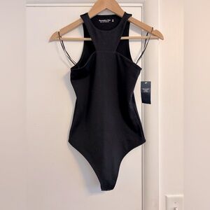 NWT Abercrombie & Fitch High Neck Black Bodysuit Size XS Soft A&F